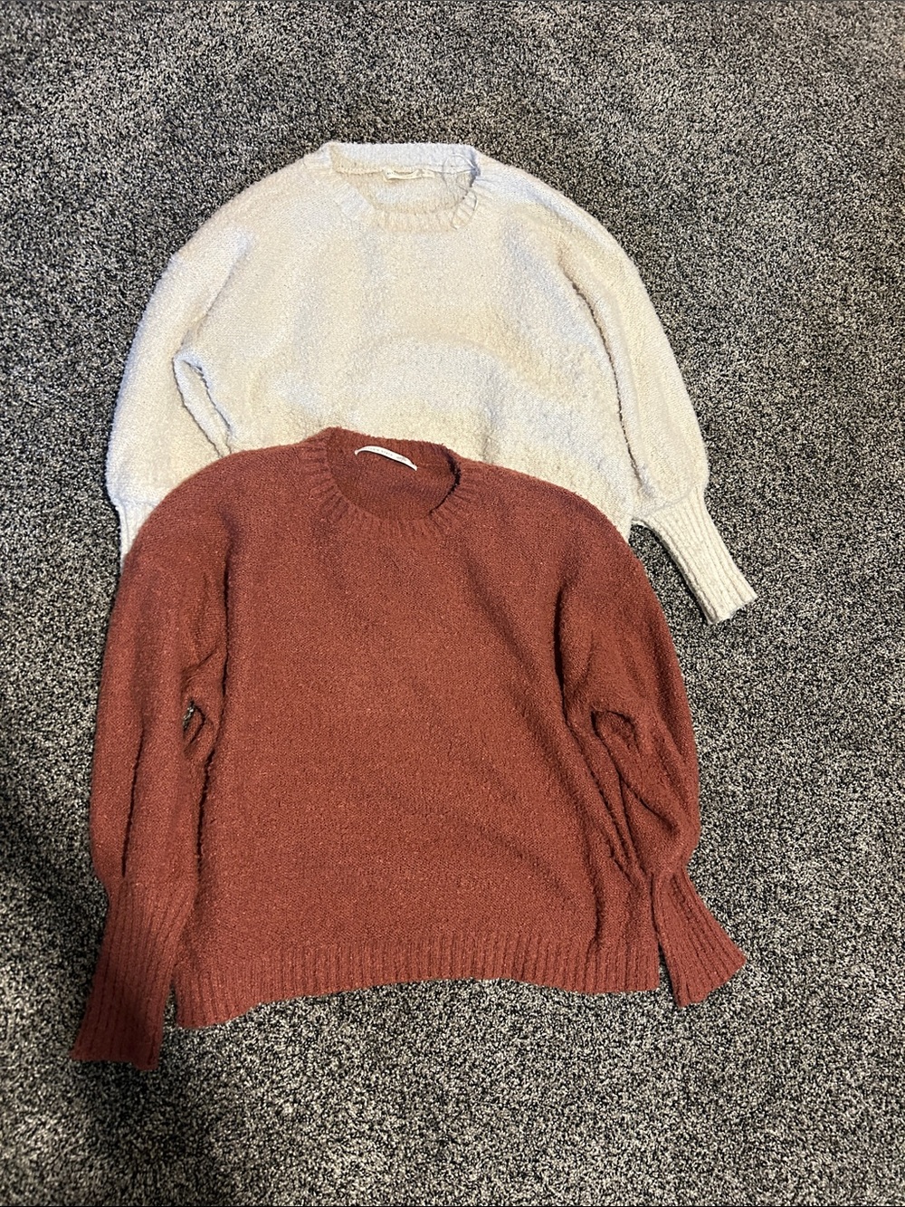 Altar'd State Cream and Rust Crewneck Sweaters Duo